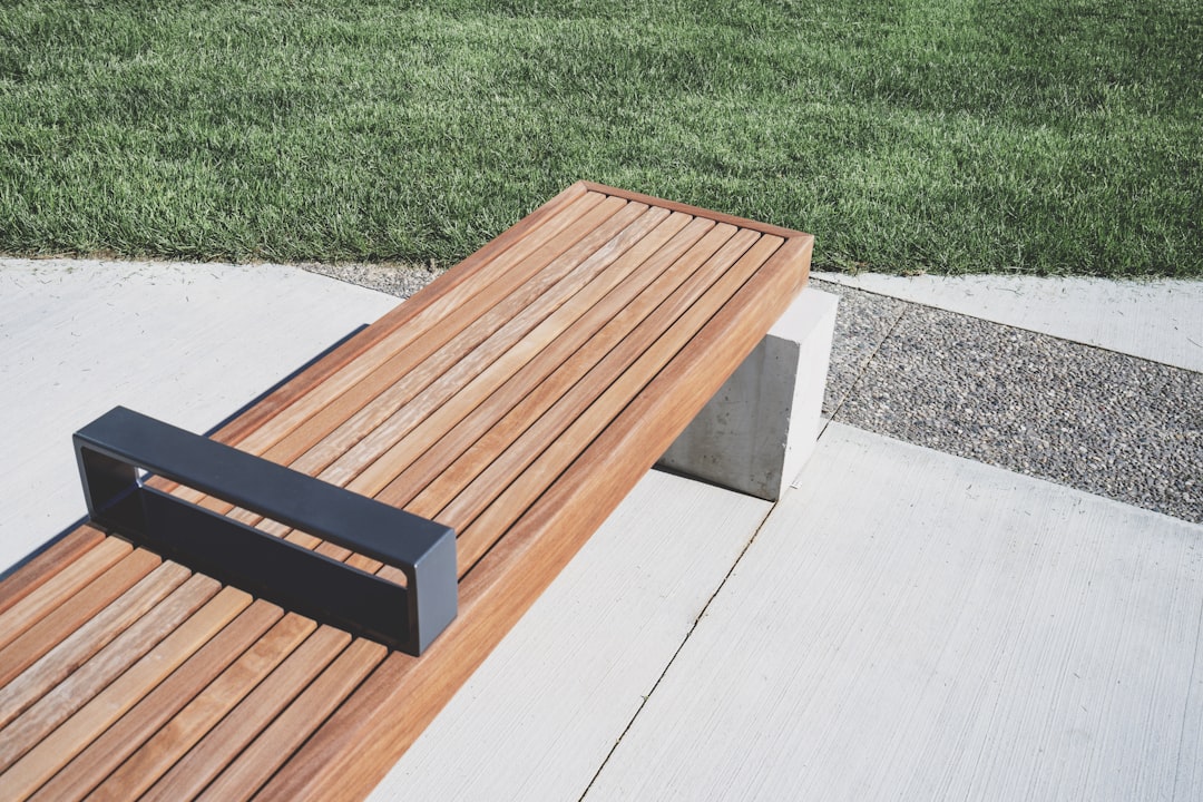 Bench by a lawn